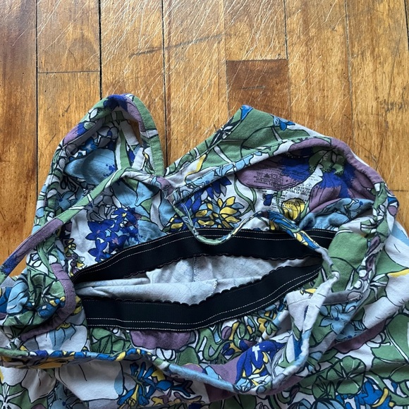 Patagonia Women's Spright Dress Floral Green Blue Purple White Keyhole Back L - Picture 5 of 7